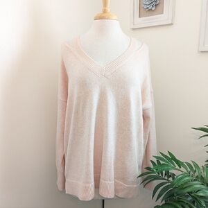 LOFT Soft Pink V-Neck Women's Sweater Large